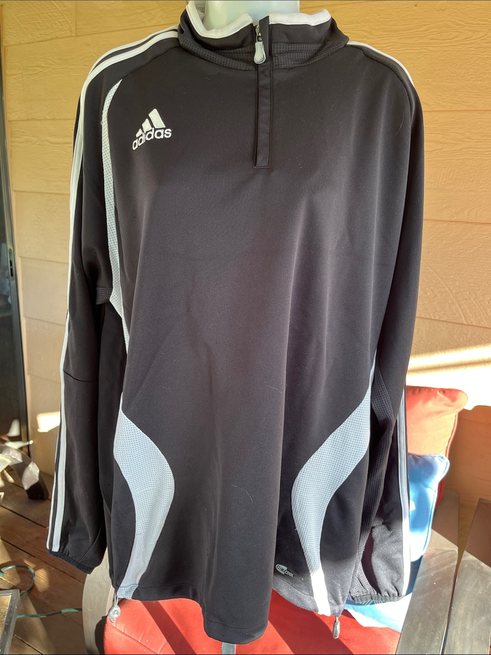 VTG Adidas Black w/White Trim 1/4 Zip Sz XL men’s